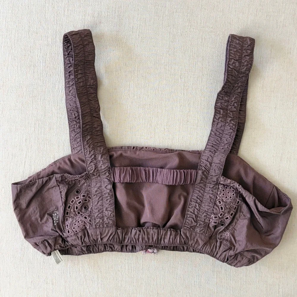 Free People Movement You Bet Eyelet Crop Top Mauve Medium Festival Gorpcore
